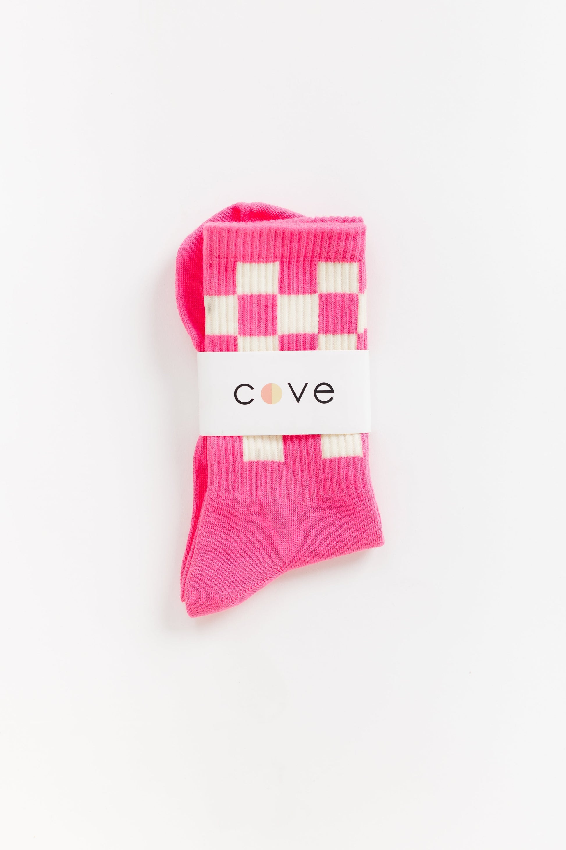 Checker Retro Socks WOMEN'S SOCKS Cove Accessories Bright Pink/Wht OS 