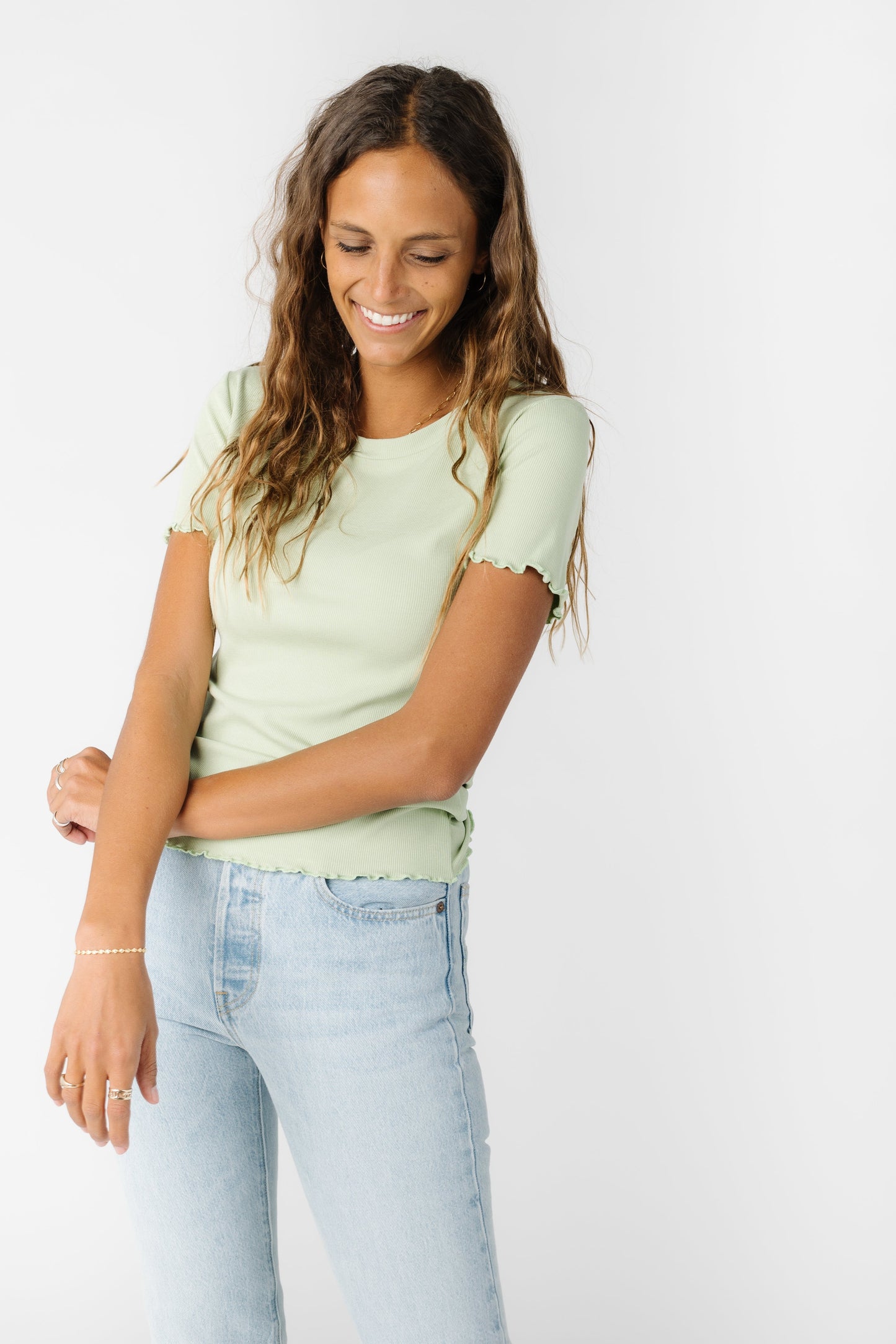 Isabel Ribbed Top WOMEN'S TOP Wishlist Sage L
