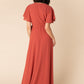 Naples Flutter Sleeve Wrap Maxi - Clay Red Bridesmaid Dress Arbor 