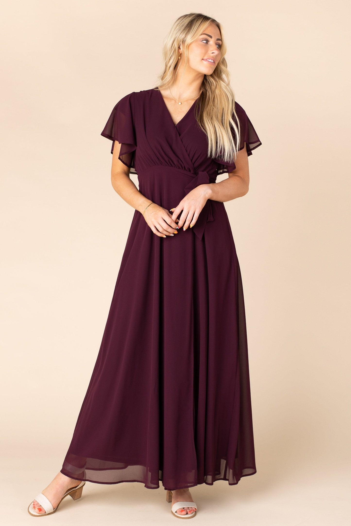 Brass and Roe modest Naples bridesmaid dress in wine