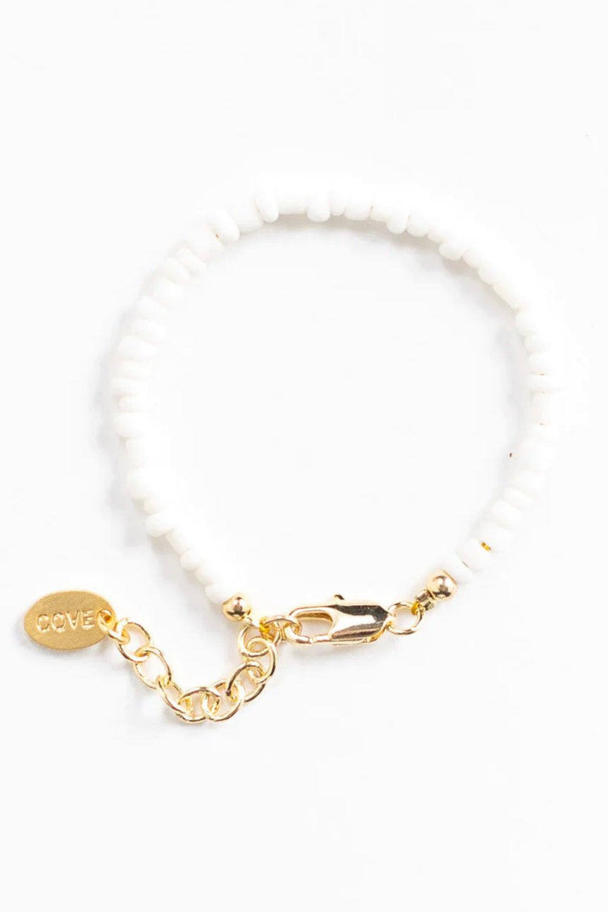 Baby bracelet in white seed beads with matching child sizes