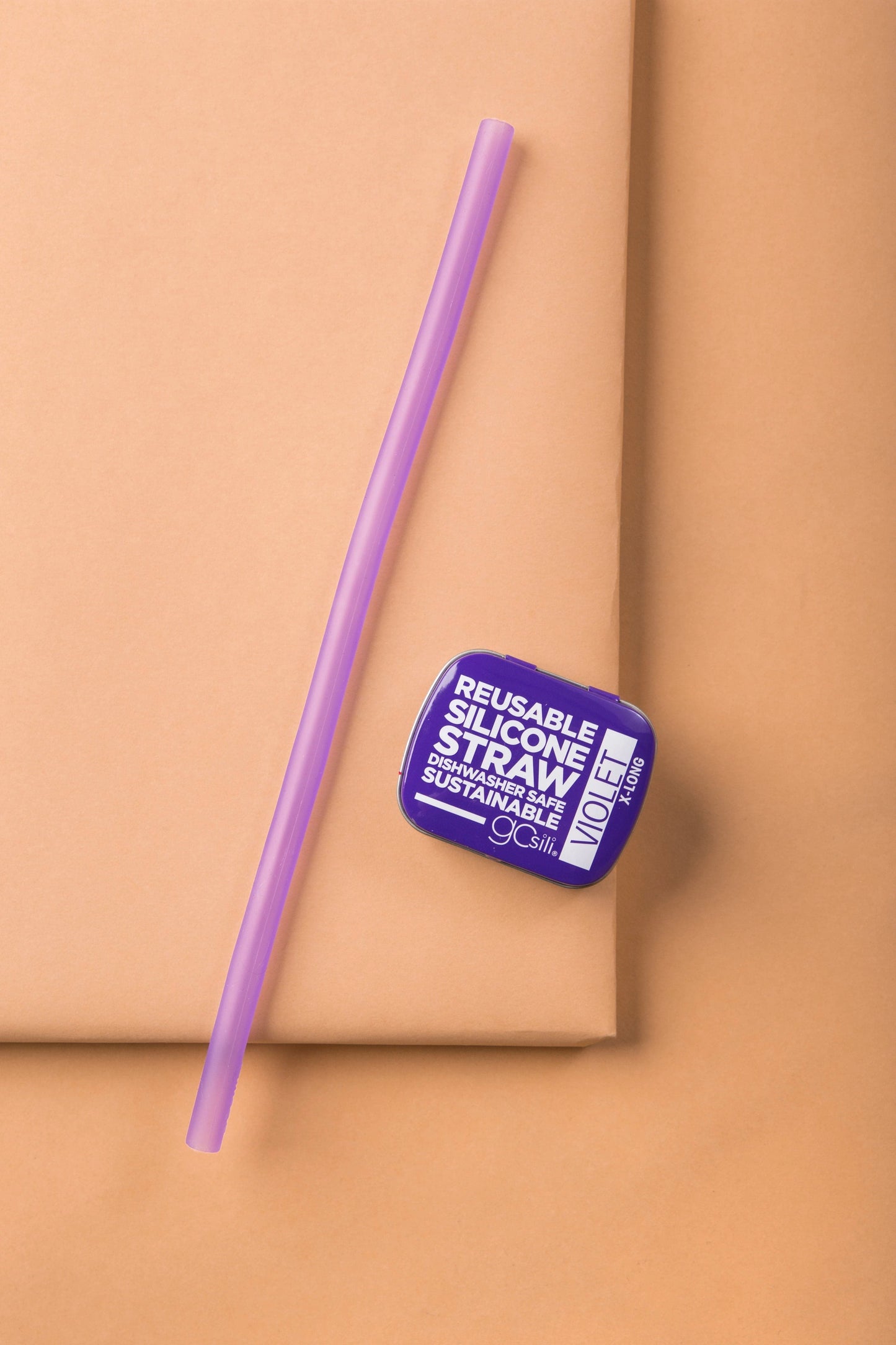 Reusable Silicone Straw HOME GOODS Called to Surf X-Long Violet