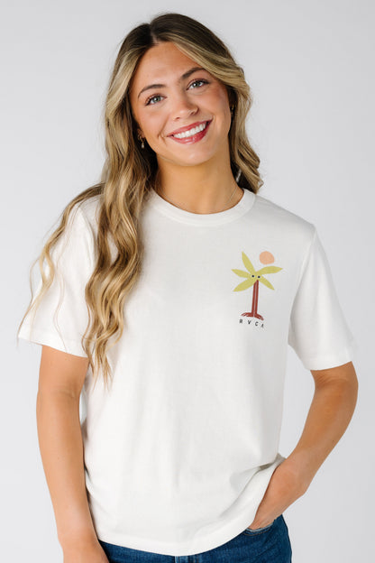 RVCA Daily Tee in vintage white for women and teens.