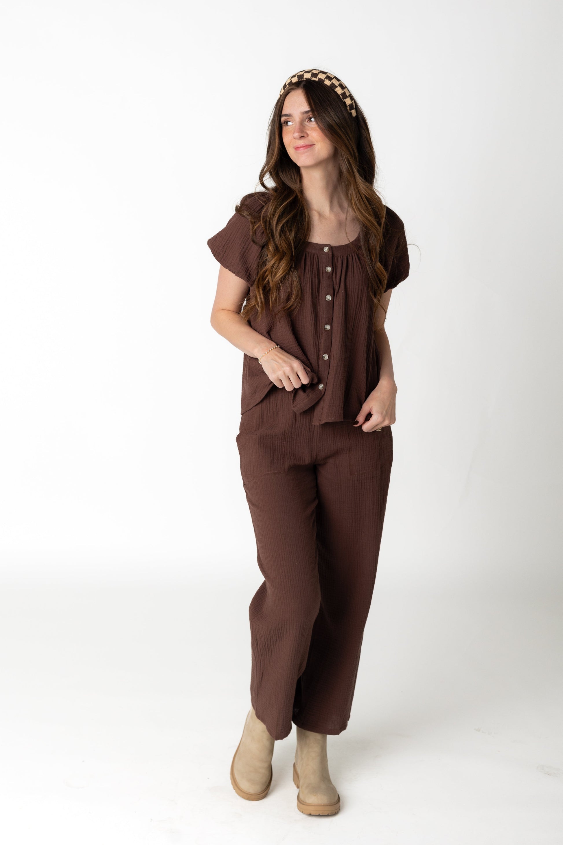 Brass & Roe Gauze Button-Down Top WOMEN'S TOP brass & roe 