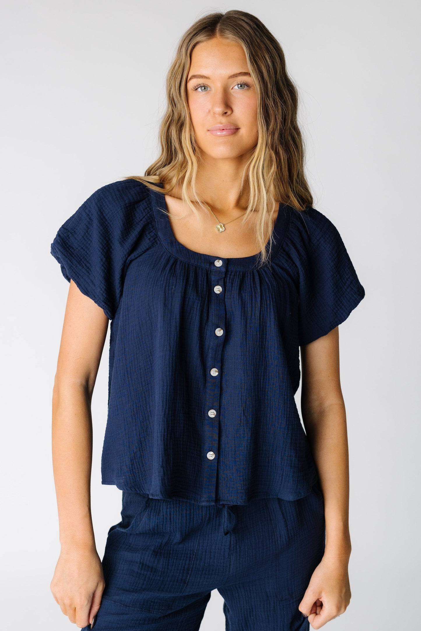 Brass & Roe The Gauze Button-Down Top WOMEN'S TOP brass & roe 