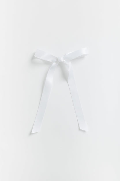 Satin Hair Bow WOMEN'S HAIR ACCESSORY Cove Accessories White 5 1/2" wide x 8" long 