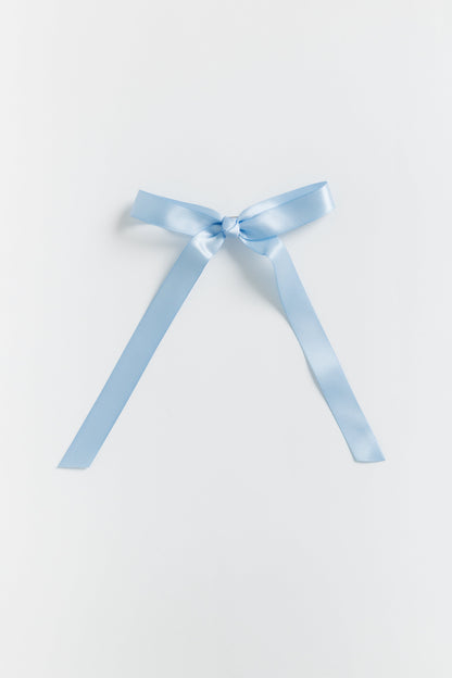 Satin Hair Bow WOMEN'S HAIR ACCESSORY Cove Accessories Light Blue 5 1/2" wide x 8" long 