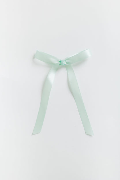 Satin Hair Bow WOMEN'S HAIR ACCESSORY Cove Accessories Light Green 5 1/2" wide x 8" long 