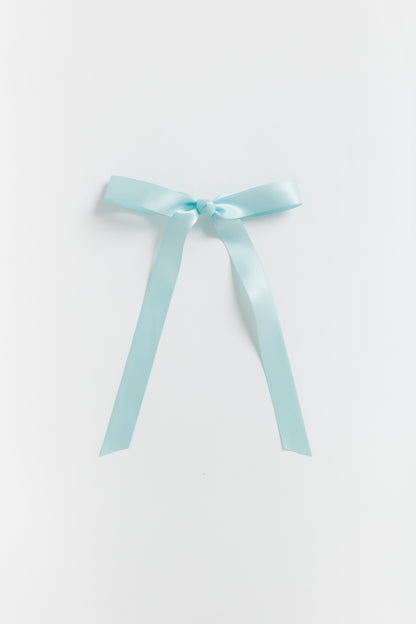 Satin Hair Bow WOMEN'S HAIR ACCESSORY Cove Accessories Light Aqua 5 1/2" wide x 8" long 