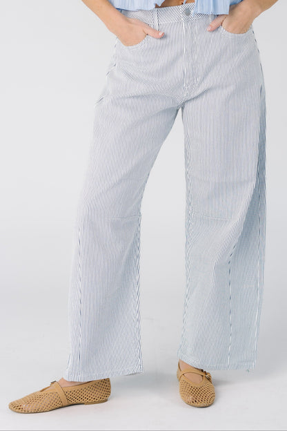 Pinstripe Barrel Jean WOMEN'S DENIM Just Panmaco Inc. 