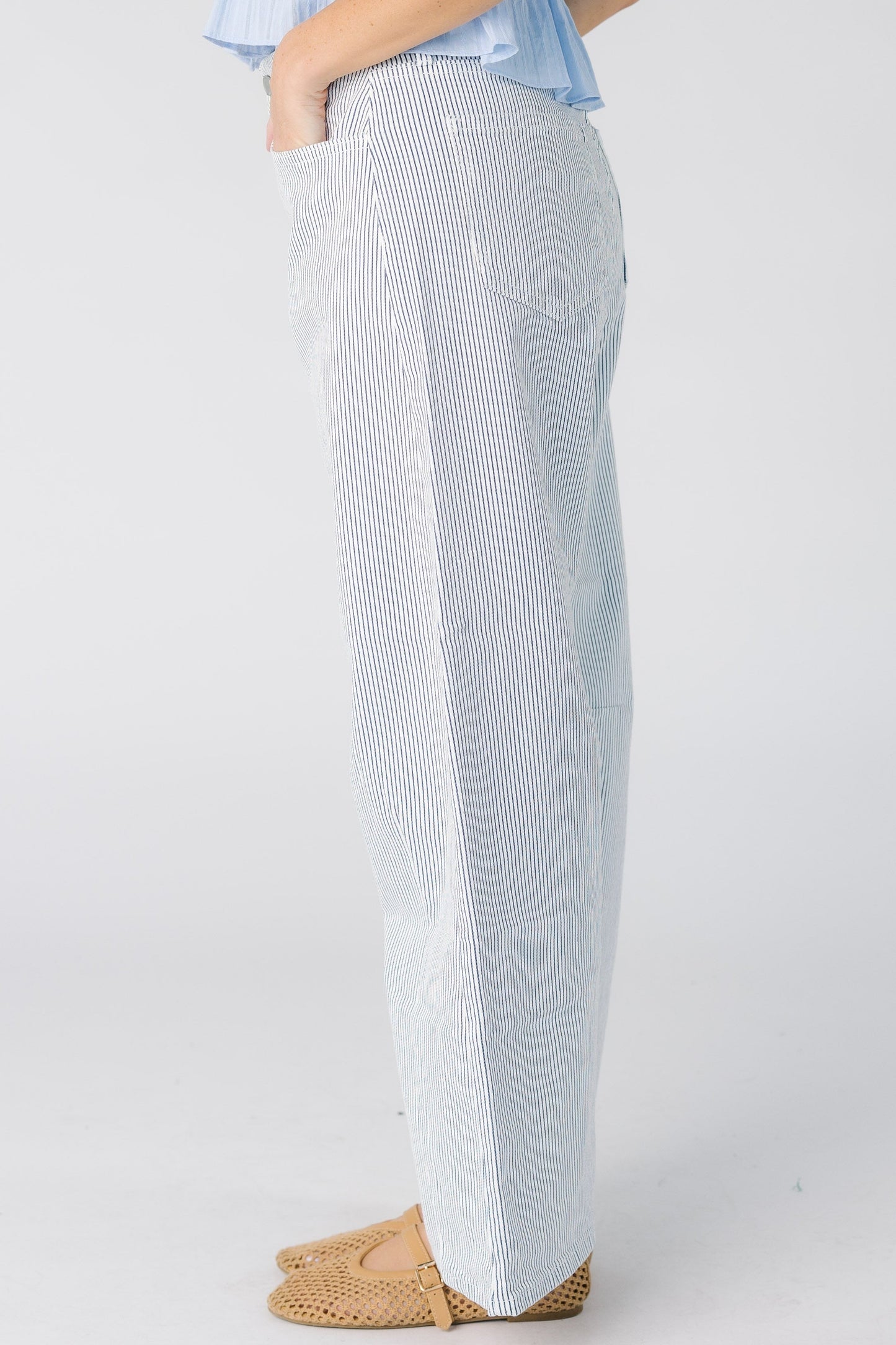 Pinstripe Barrel Jean WOMEN'S DENIM Just Panmaco Inc. 