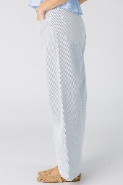 Pinstripe Barrel Jean WOMEN'S DENIM Just Panmaco Inc. 