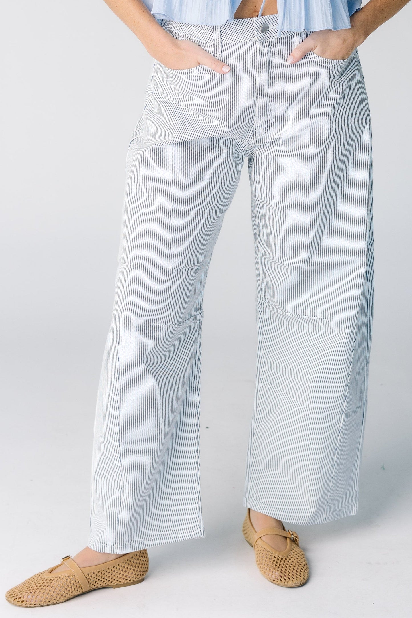 Pinstripe Barrel Jean WOMEN'S DENIM Just Panmaco Inc. 