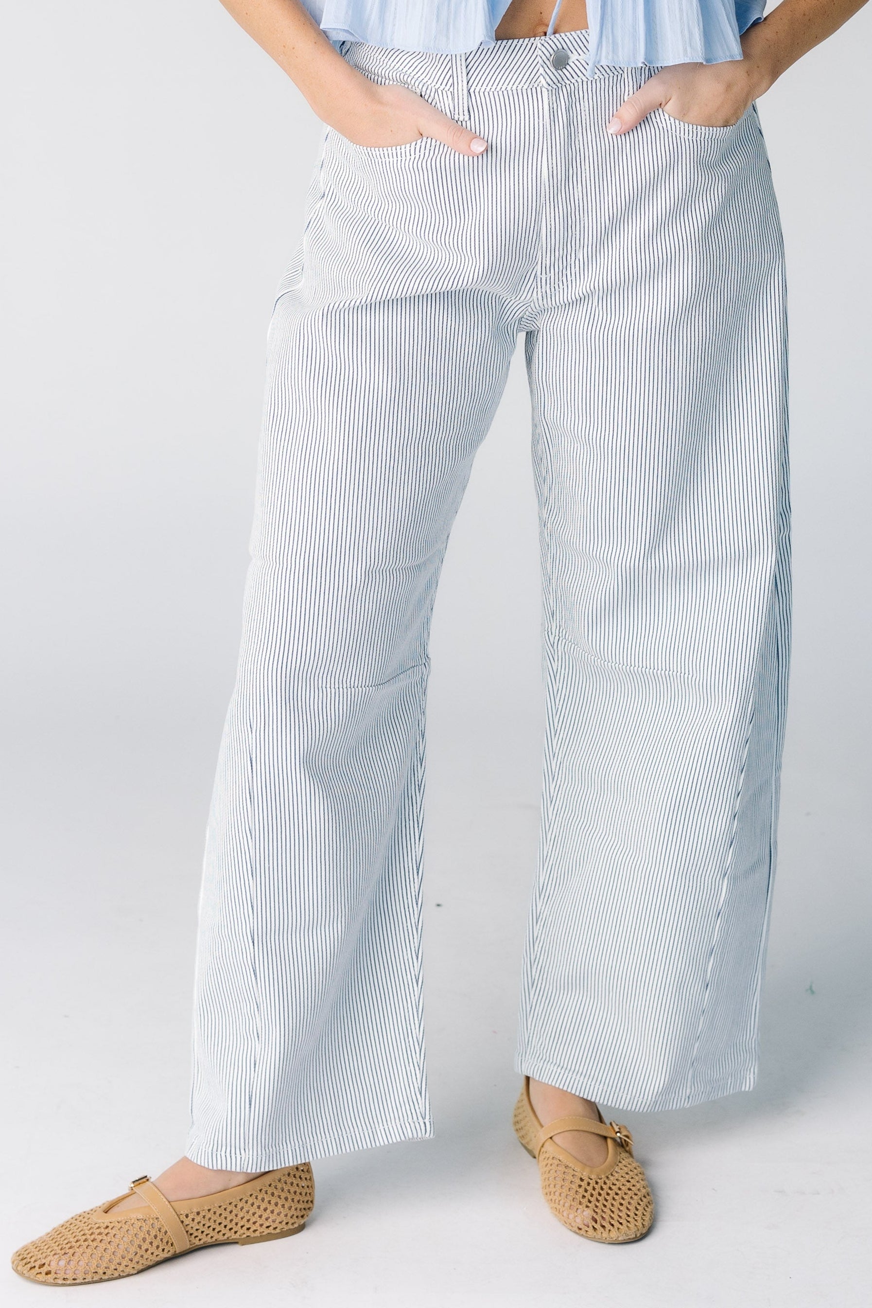 Pinstripe Barrel Jean WOMEN'S DENIM Just Panmaco Inc. 
