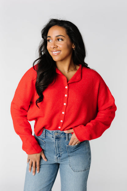 Aria Soft Cardigan - Red WOMEN'S CARDIGAN Things Between 