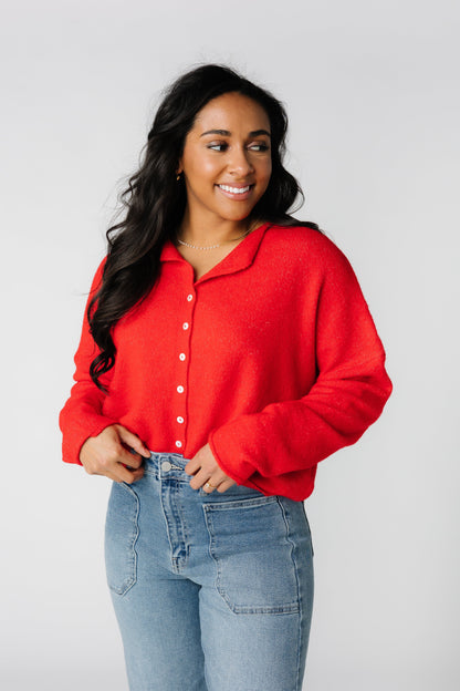 Aria Soft Cardigan - Red WOMEN'S CARDIGAN Things Between 