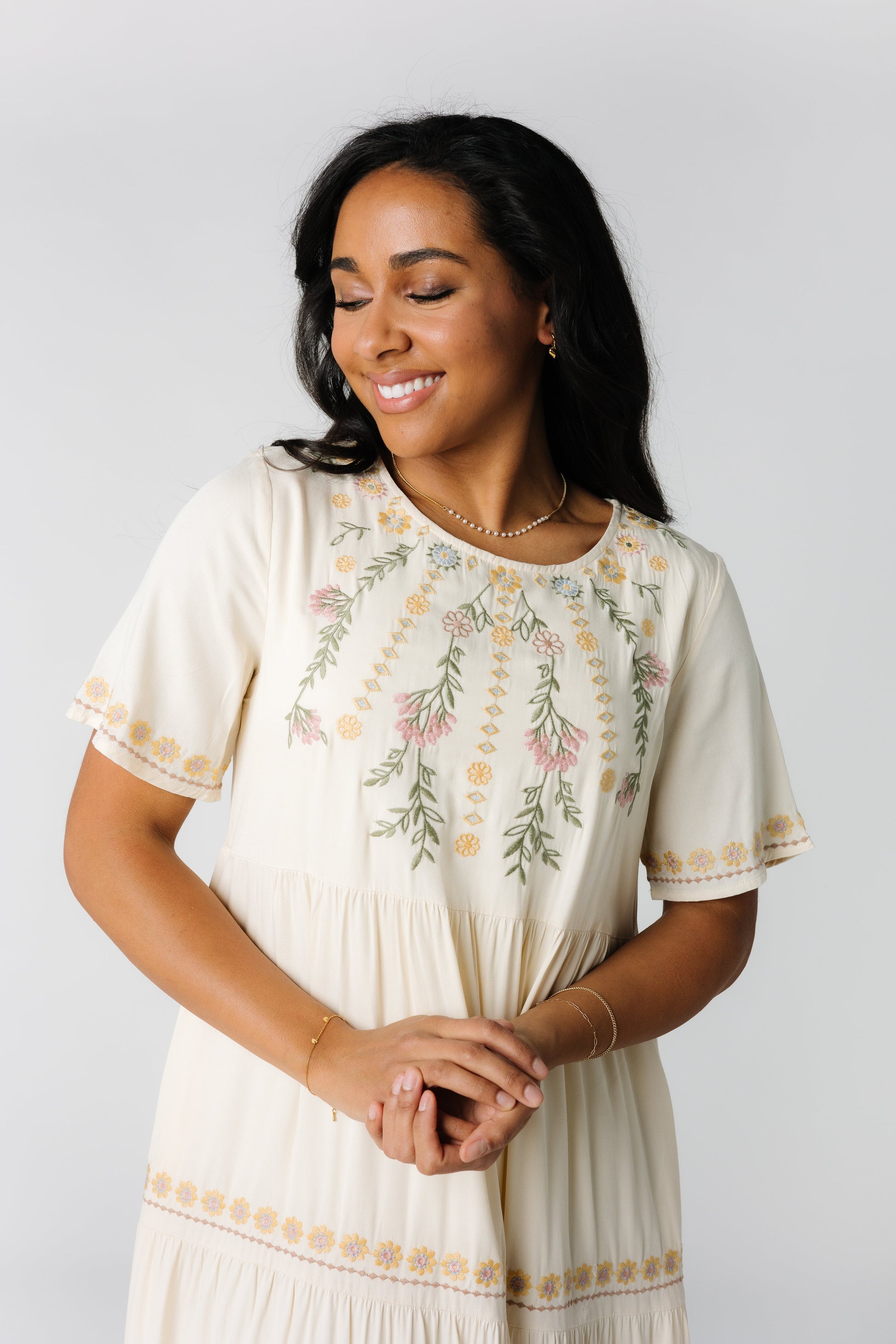 Tiered Embroidered Dress WOMEN'S DRESS Tea N Rose 