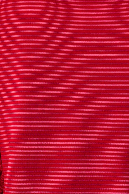 Fabric swatch in red with white double narrow stripe,