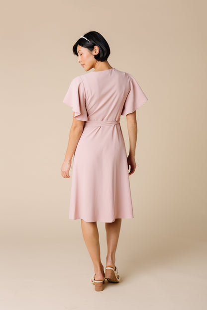 Back view of dusty pink bridesmaid dress