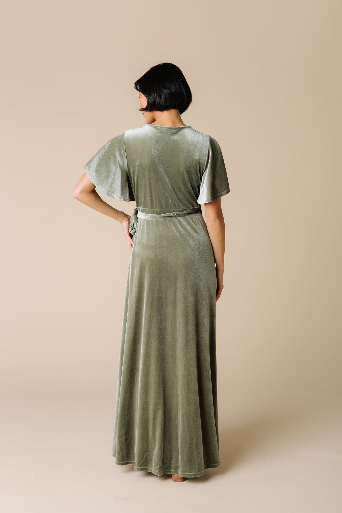 Arbor Velvet Wrap Dress - Sage WOMEN'S DRESS Brass & Roe 
