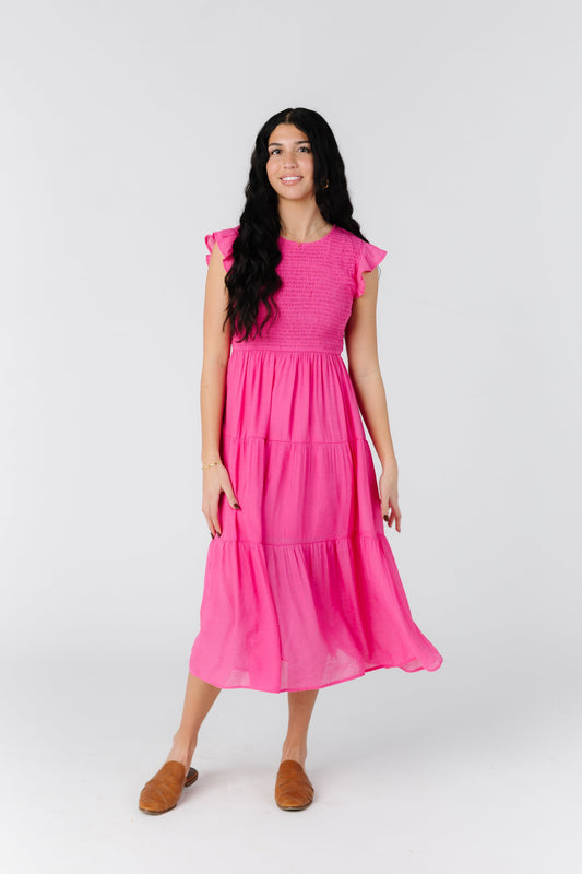 All In Smocked Dress - Light Fuchsia WOMEN'S DRESS Blu Pepper Light Fuchsia S 