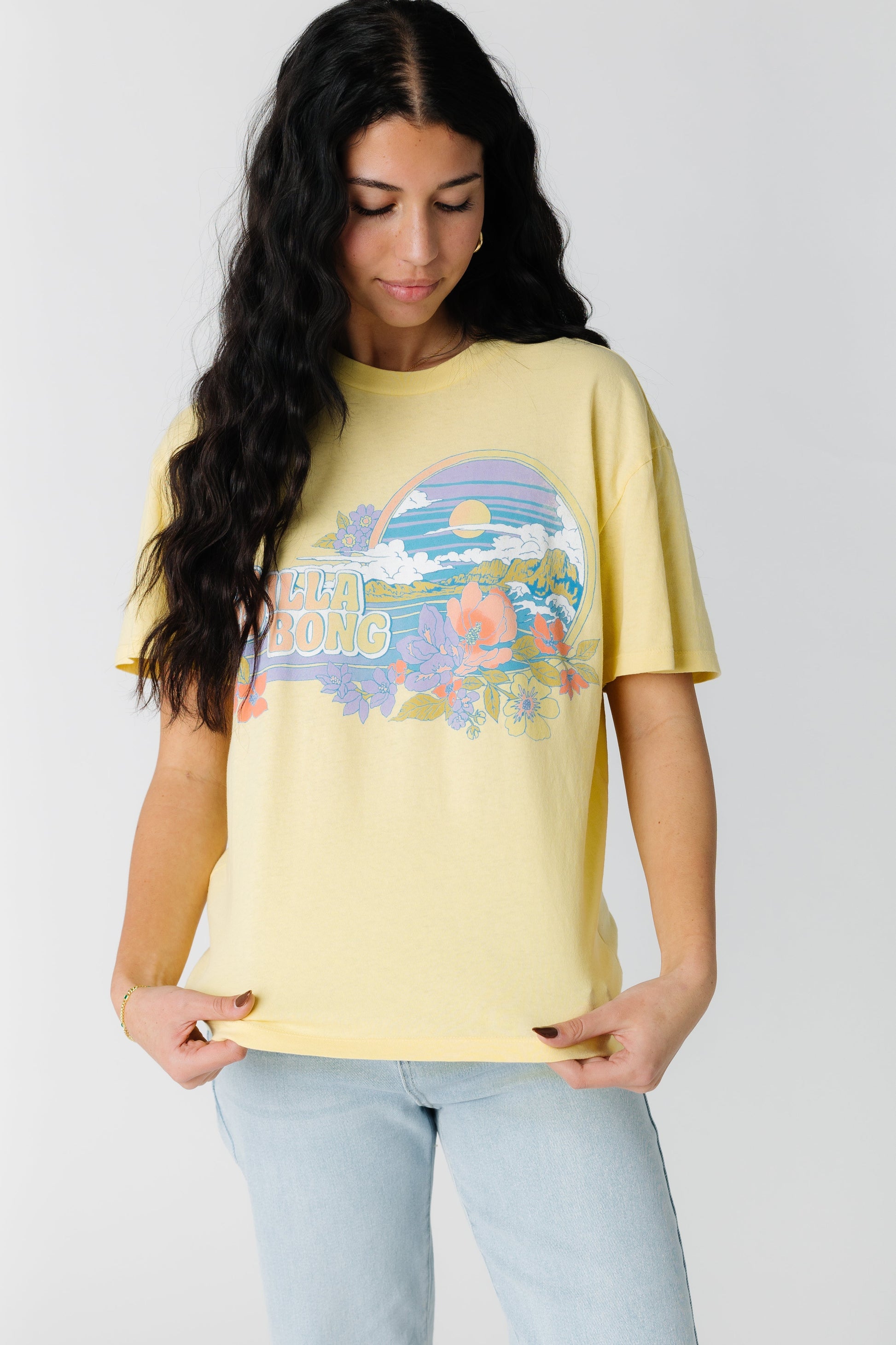 Yellow short sleeve graphic tee by billabong