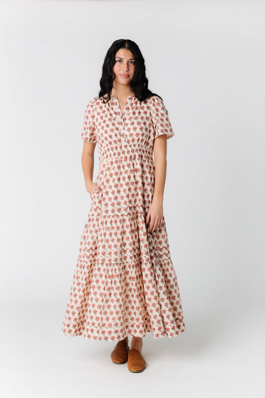 Floral print modest maxi dress