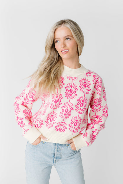 Flower Sweater WOMEN'S SWEATERS &merci Electric Pink L 