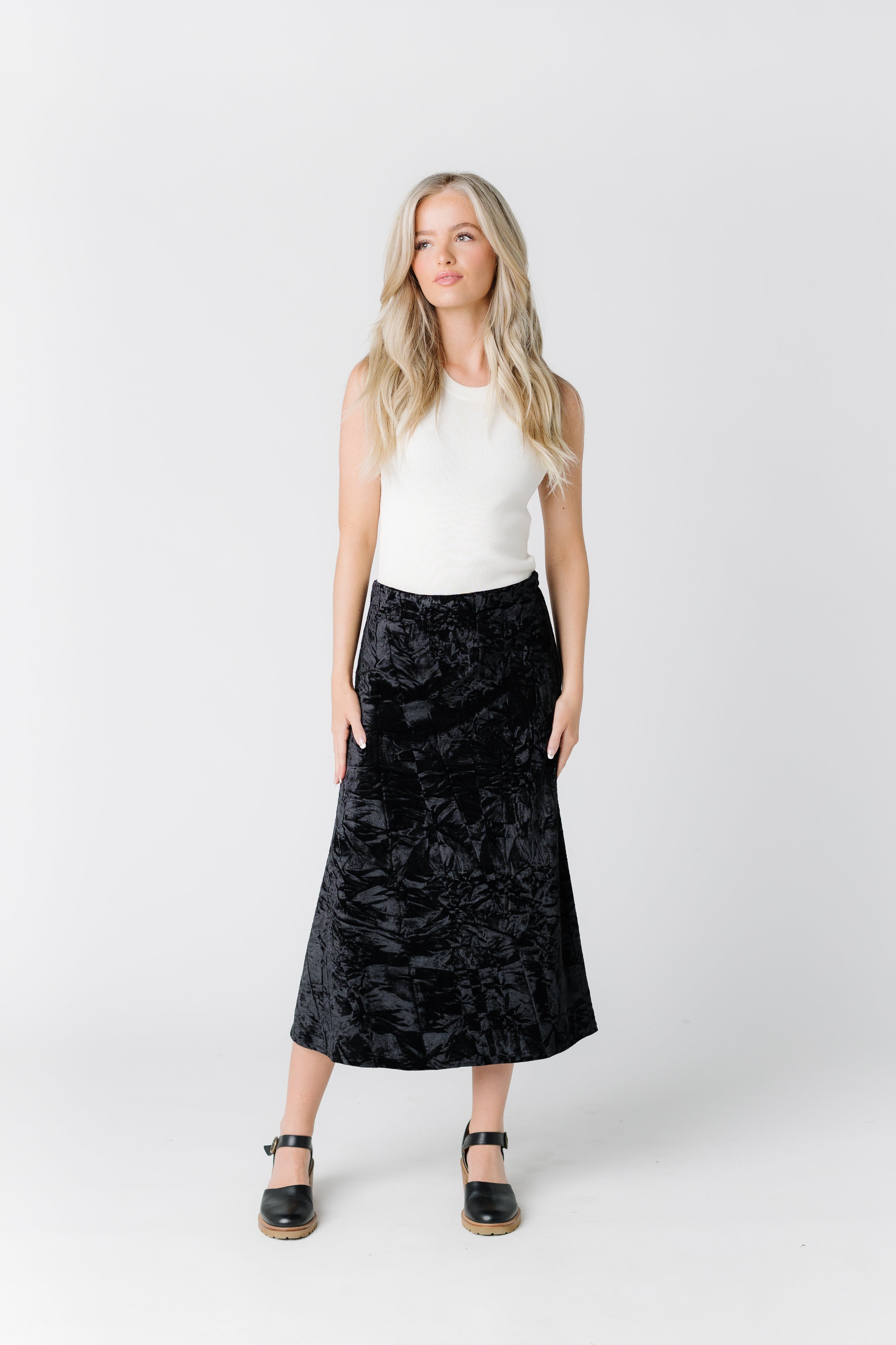 Velvet top skirt black