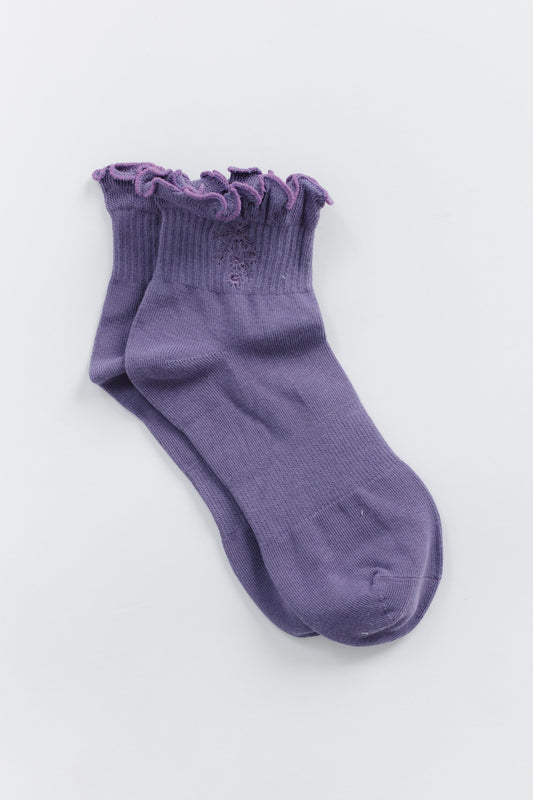 Cove Embroidered Ruffle Quarter WOMEN'S SOCKS Cove Accessories Purple OS 