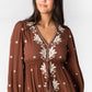 Fable Embroidered Midi Dress Mocha M WOMEN'S DRESS In-Loom 