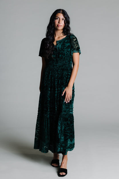 Brass & Roe Emerald Velvet Maxi Dress WOMEN'S DRESS brass & roe 