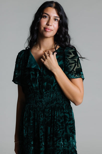 Brass & Roe Emerald Velvet Maxi Dress WOMEN'S DRESS brass & roe 