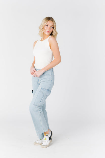 Day to Day Cargo Jeans - Light Denim WOMEN'S DENIM Just Panmaco Inc. 