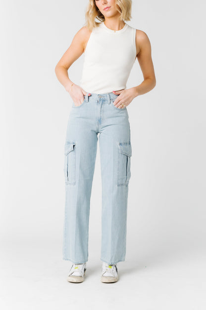 Day to Day Cargo Jeans - Light Denim WOMEN'S DENIM Just Panmaco Inc. 