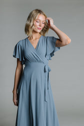 Naples Flutter Sleeve Wrap Maxi - Dusty Blue – Called to Surf