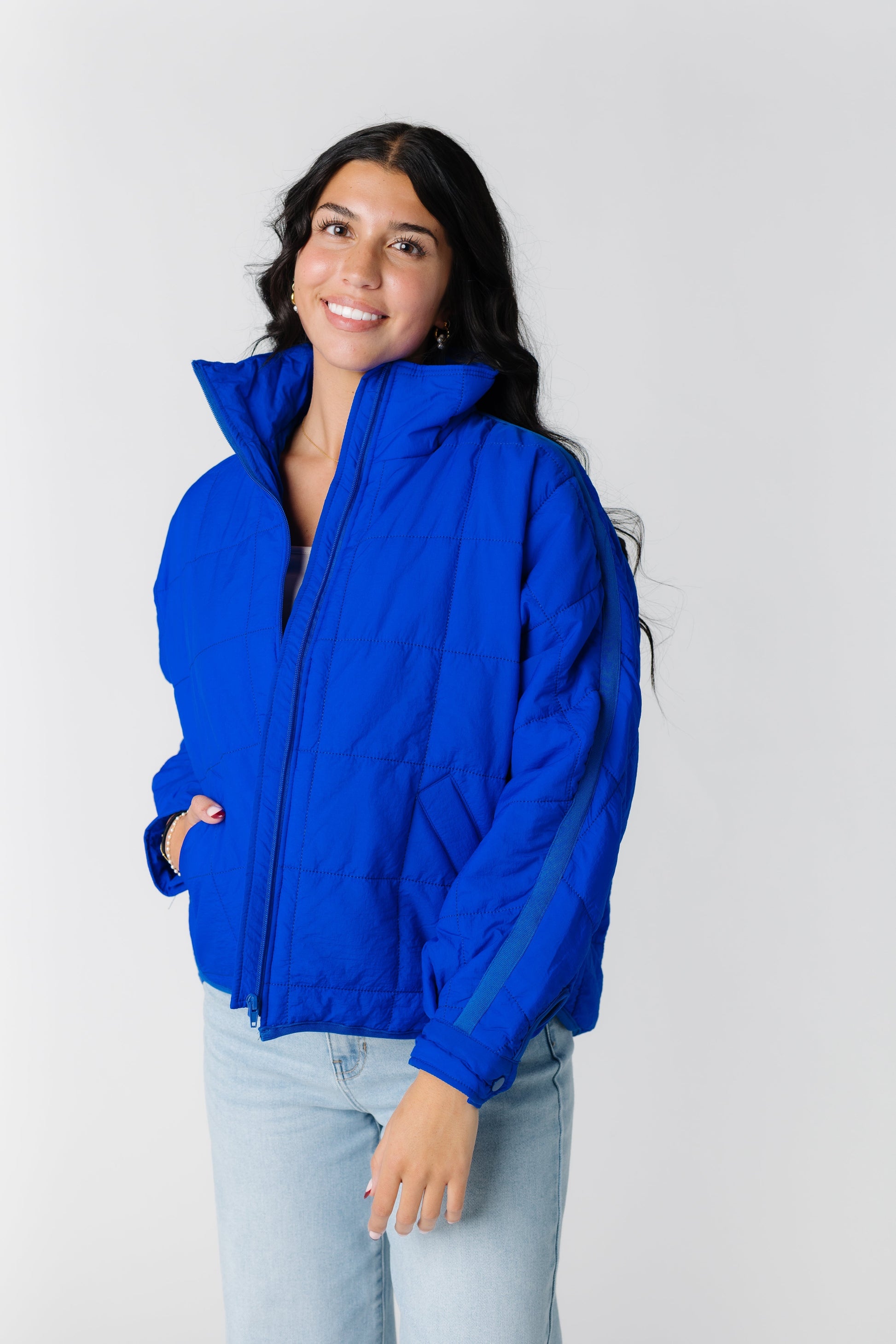 Pippie Packable Puffer Jacket - Royal Blue WOMEN'S JACKETS Veveret Royal Blue S 