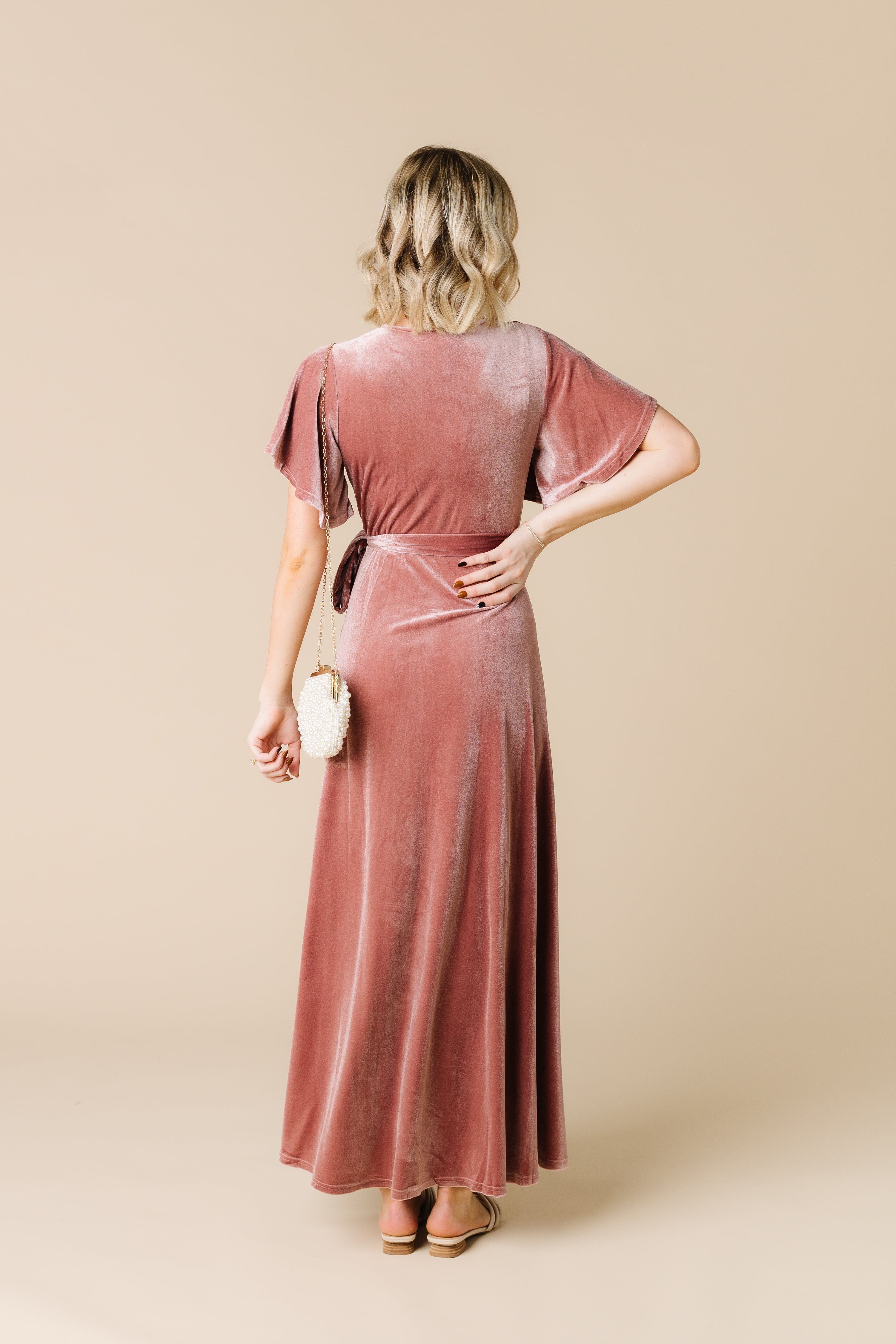 Pink deals velvet gown