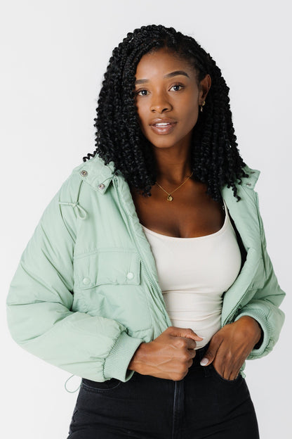 Cozy mint jacket with large front pockets