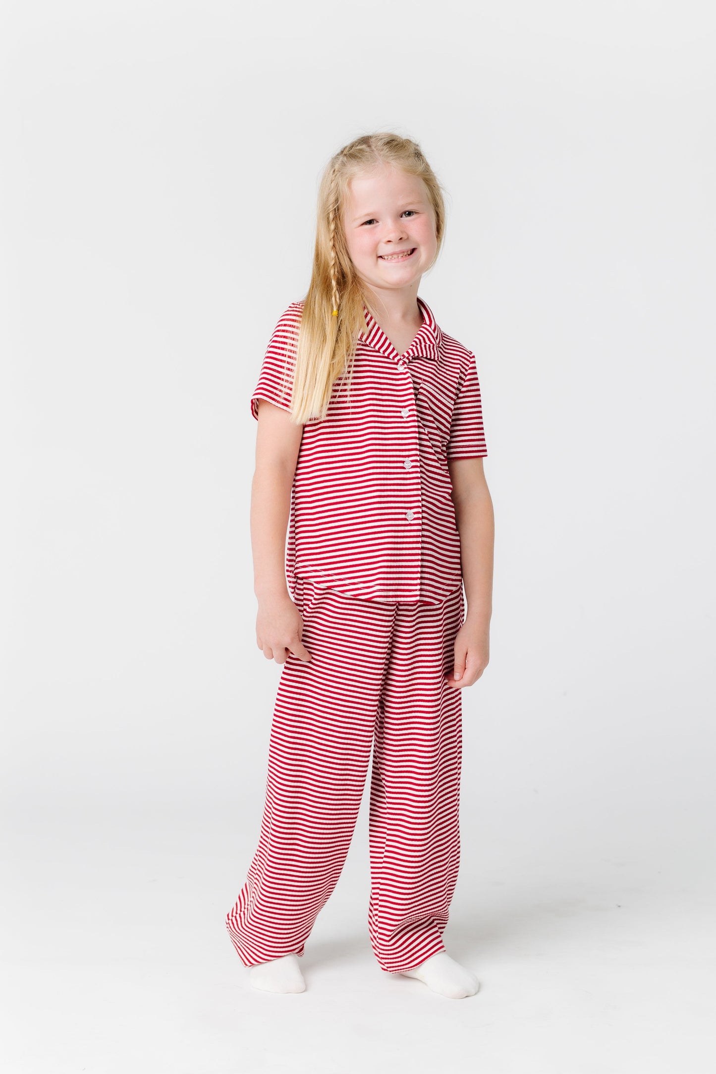 Wide Leg Kids Pajama Set KID'S PAJAMAS brass & roe Red Stripe L 