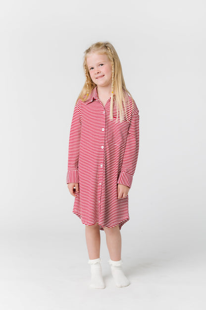 Wonderland Kids Pajama Dress KID'S PAJAMAS brass & roe Red Stripe M 