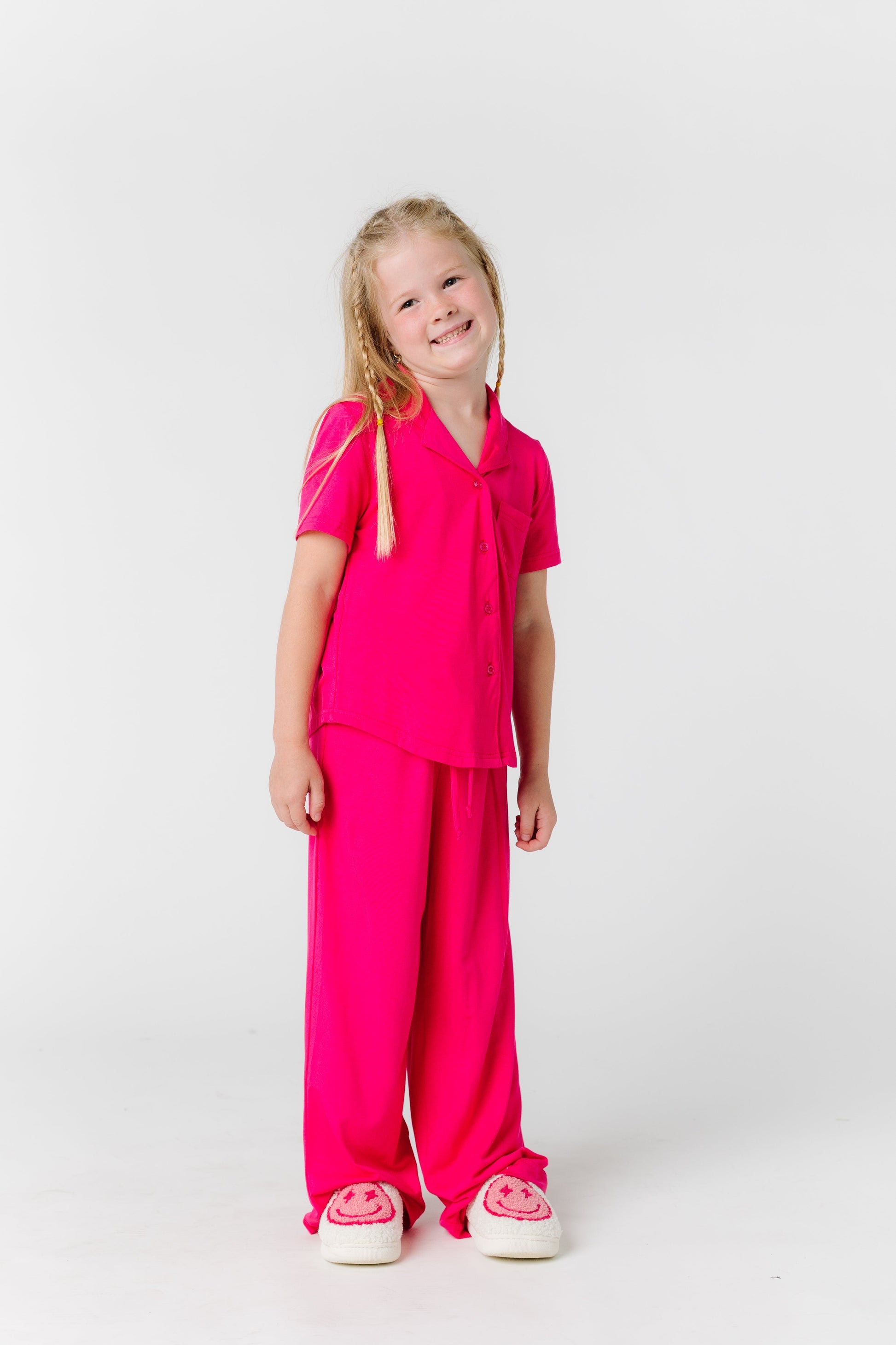 Wide Leg Kids Pajama Set KID'S PAJAMAS brass & roe Pink L 