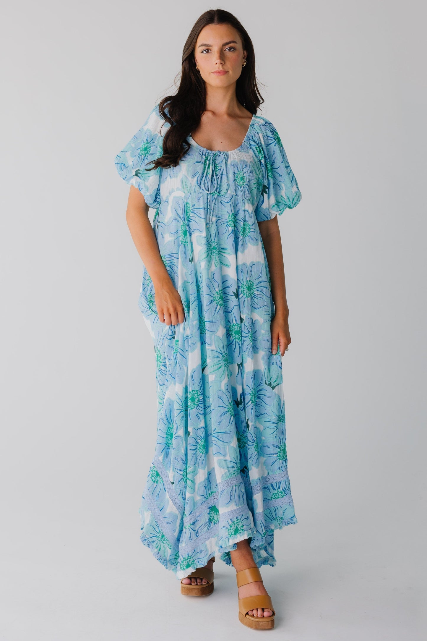 Citrus Lyon Crepe Maxi Dress WOMEN'S DRESS Citrus Blue Print XS 