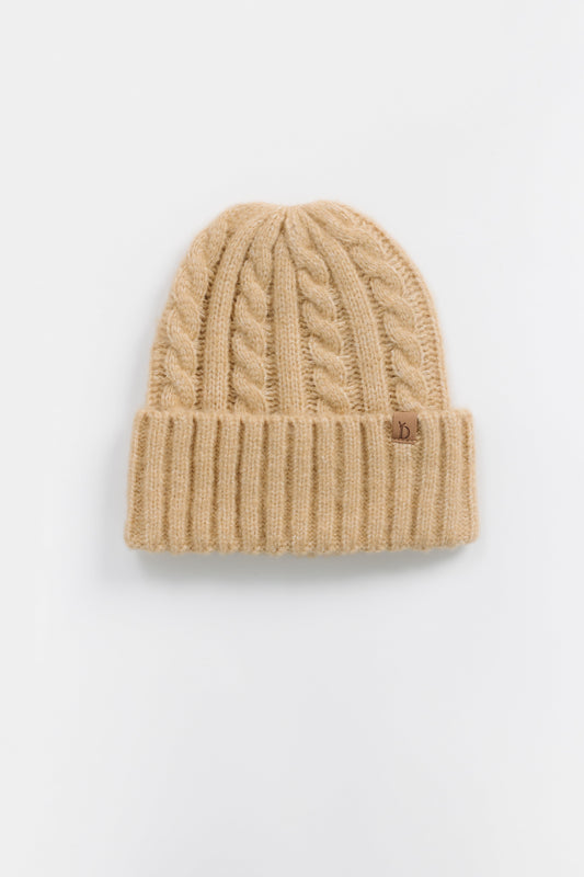 Cable Knit Beanie BEANIES KW Fashion Beige O/S 