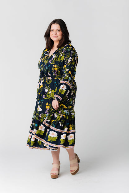 Citrus by Brass and Roe modest plus size navy floral dress