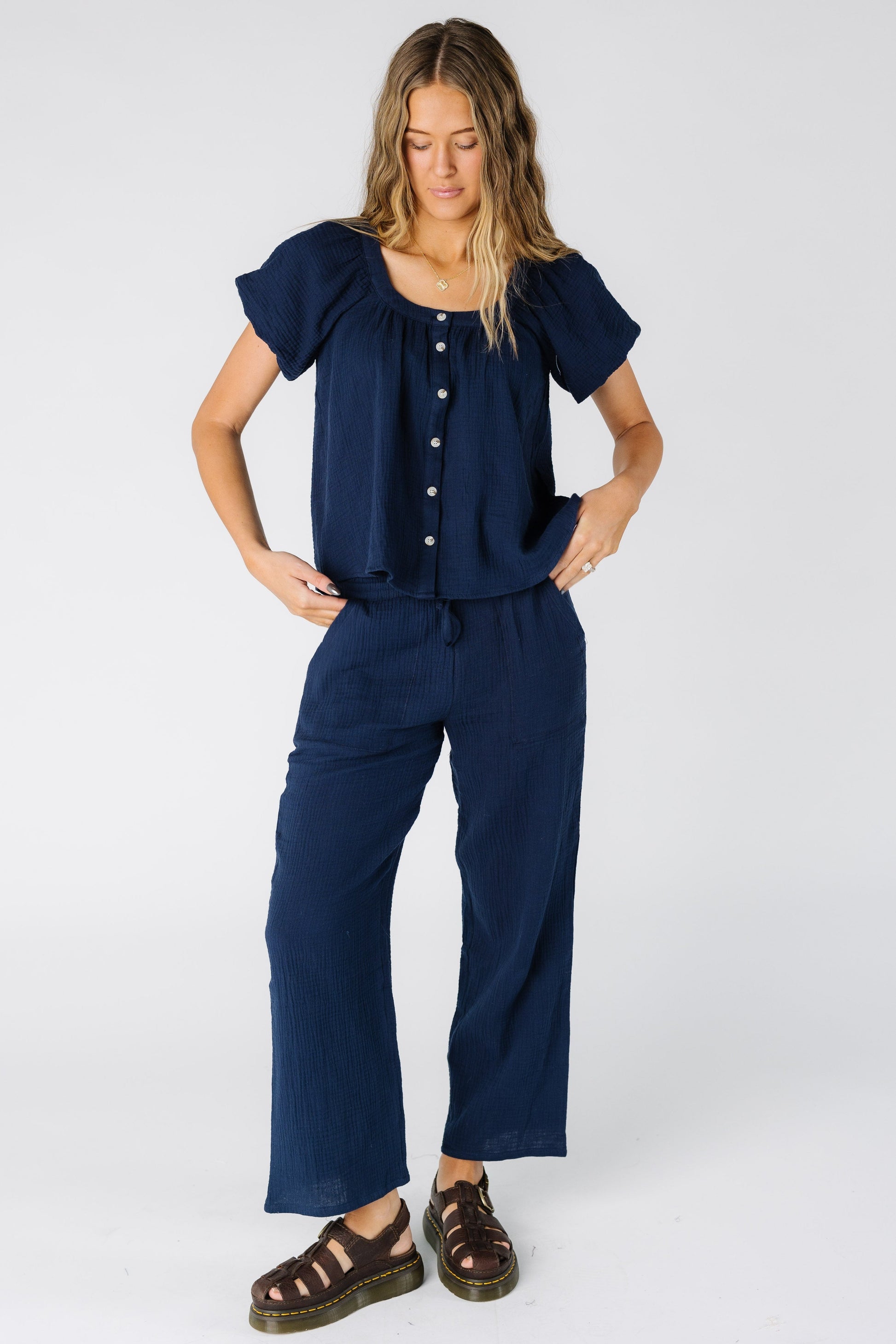 Brass & Roe The Gauze Button-Down Top WOMEN'S TOP brass & roe 