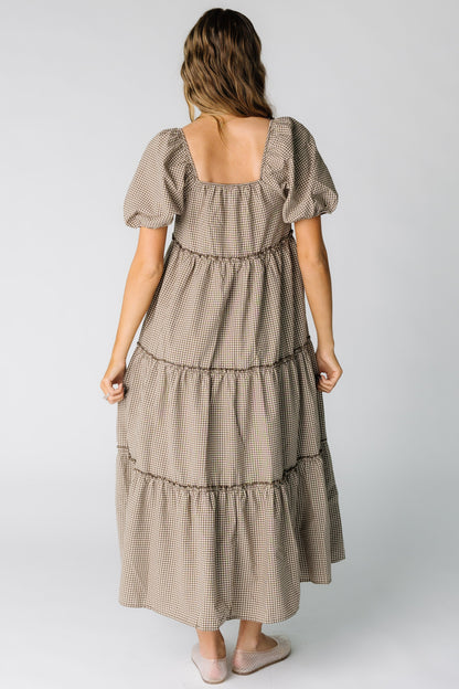 Brass & Roe Charity Tiered Midi Dress - Gingham WOMEN'S DRESS brass & roe 