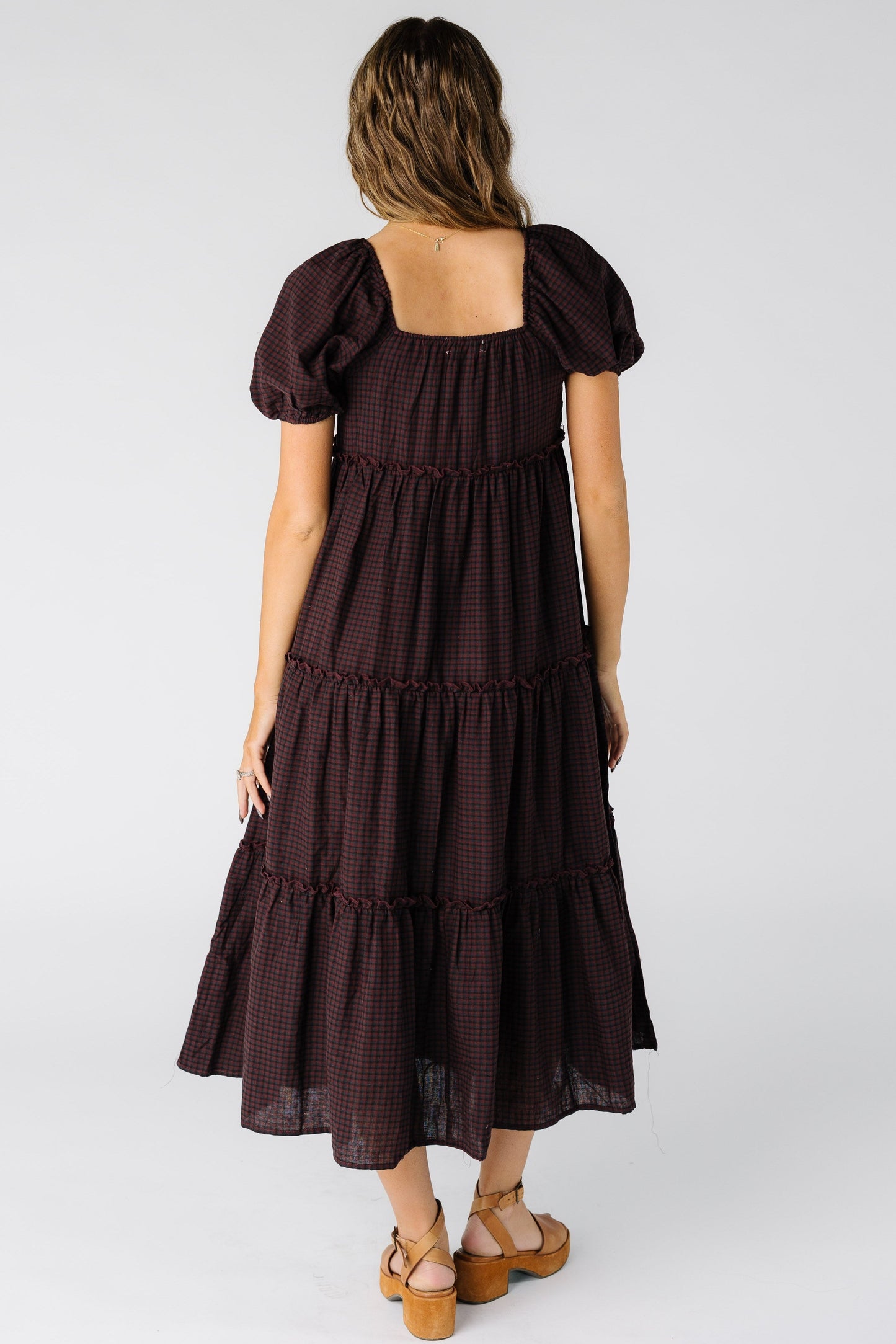 Brass & Roe Charity Tiered Midi Dress - Gingham WOMEN'S DRESS brass & roe 