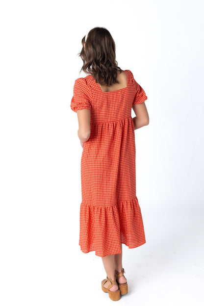 Brass & Roe Gingham Square Neck Dress - Fall WOMEN'S DRESS brass & roe 