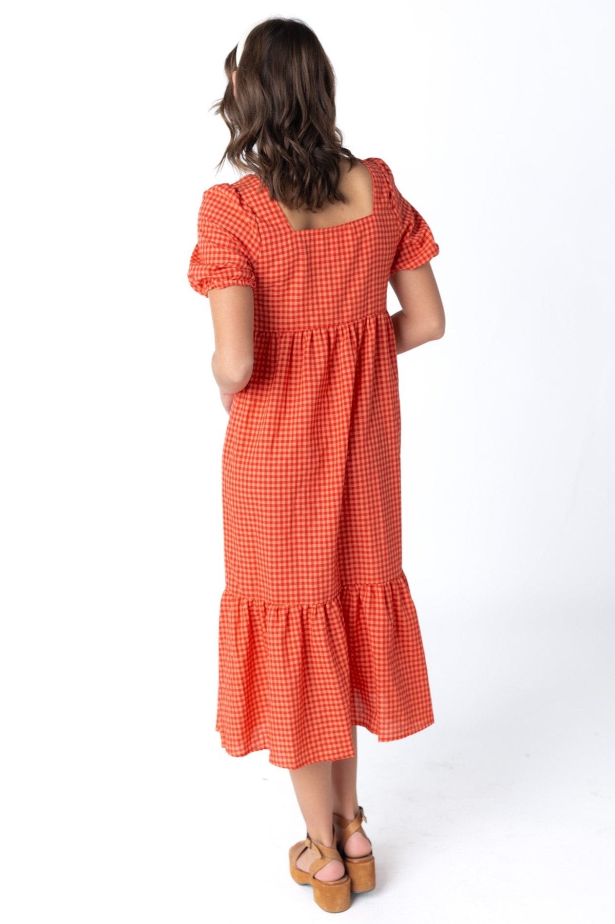 Brass & Roe Gingham Square Neck Dress - Fall WOMEN'S DRESS brass & roe 